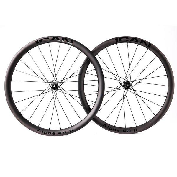 ICAN Carbon Road Disc Wheelset 40mm Clincher Tubeless Ready 28mm