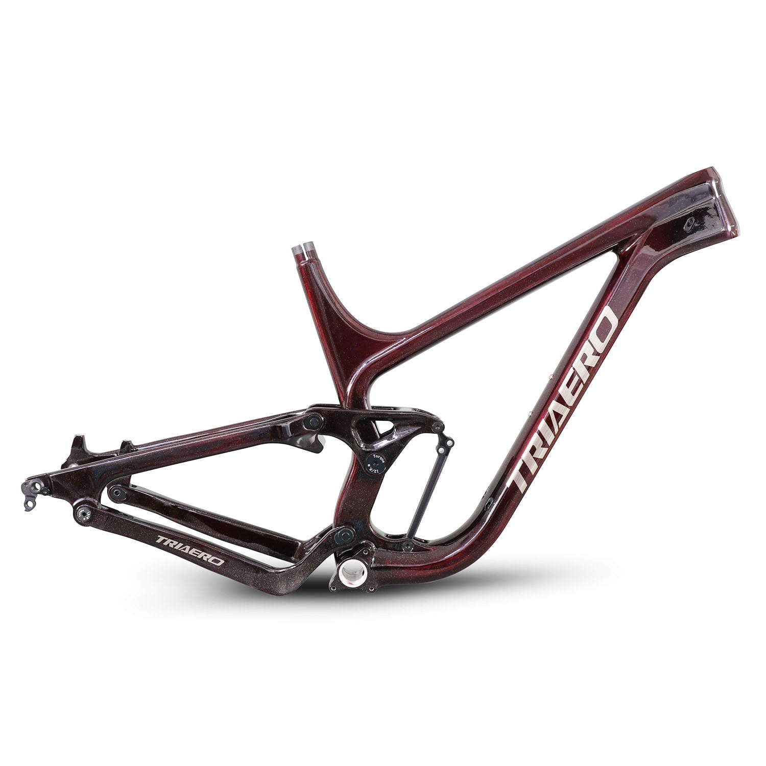 29er Full Suspension Enduro Frame P9 XS Transparent red glitter Silver logo
